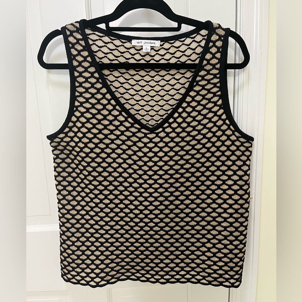 St.John Stretch Knit Top with Gold Glitter
